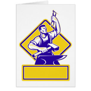 Cartão Ferreiro que mantem o martelo com batente retro