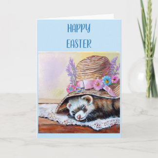 Cartão Ferret Easter Folded Greeting Card