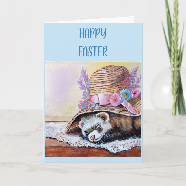 Cartão Ferret Easter Folded Greeting Card (Frente)