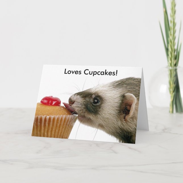 Cartão Ferret Love Cupcakes (Frente)