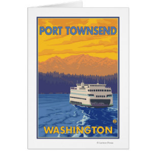 Cartão Ferry and Mounains - Port Townsend, Washington