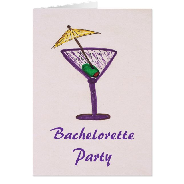 Cartão Festa Bachelorette Martini (Frente)