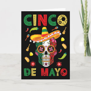Cartão Festa Cinco De Mayo Crânio Açúcar Fiesta Mexicana