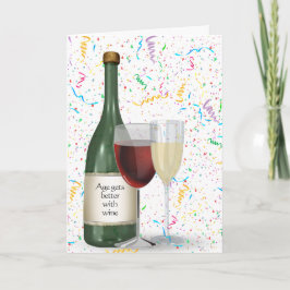 Cartão Festa Confetti Vinho Botão para Aniversário