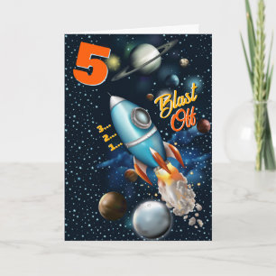 Cartão Festa de Aniversário Aventura Espacial da Nave Esp
