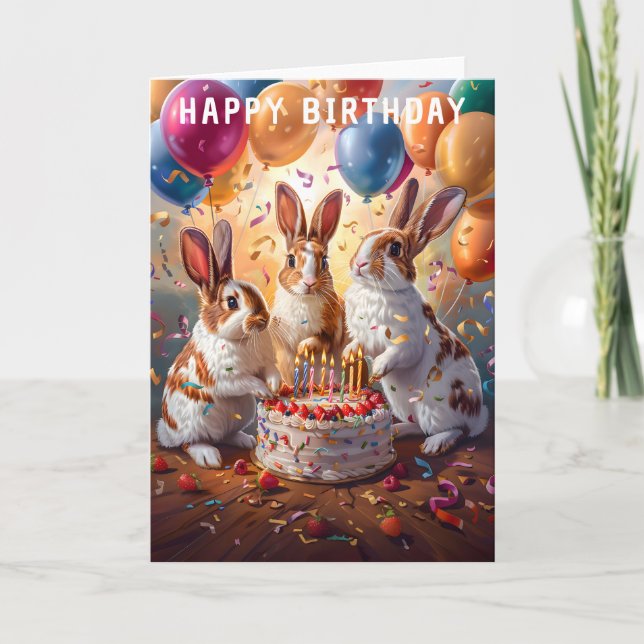 Cartão Festa de aniversário da Noite dos Coelhos (Frente)