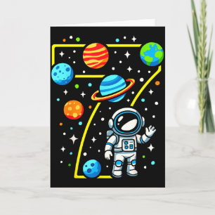 Cartão Festa de Aniversário de 7 anos do Astronauta Menin