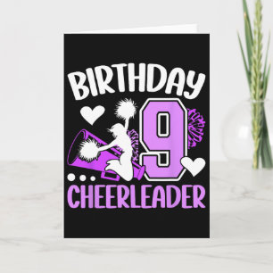 Cartão Festa de Aniversário de 9 anos de Cheerleader _1