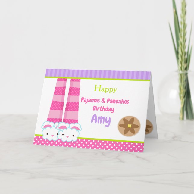 Cartão Festa de aniversário de Bunny Slippers Pijamas e P (Frente)