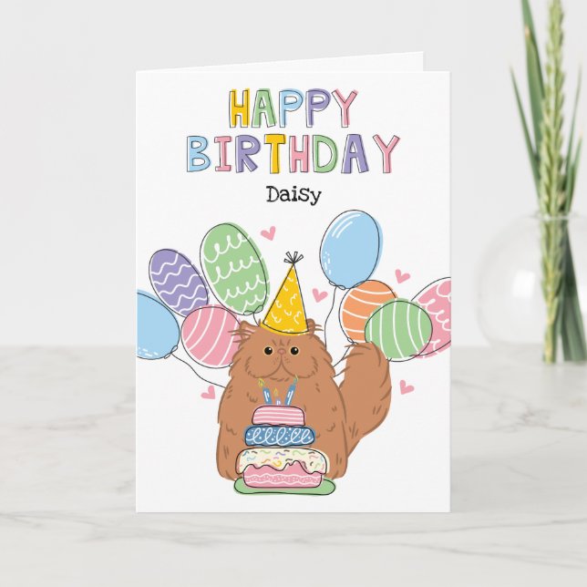 Cartão Festa de aniversário de cabelos de cabelos Persa V (Frente)