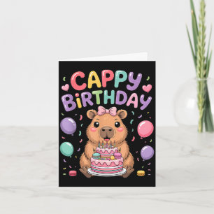 Cartão Festa de aniversário de menina com capivara fofa p