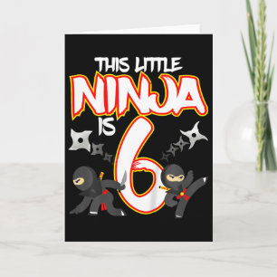 Cartão Festa de Aniversário de Ninja de 6 Anos Artes Marc