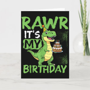Cartão Festa de Aniversário Divertida do T-Rex - Rawr!