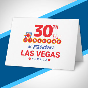 Cartão Festa de Aniversário em Las Vegas - 30 Anos em Veg
