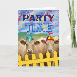 Cartão Festa de aniversário engraçada até as vacas chegar