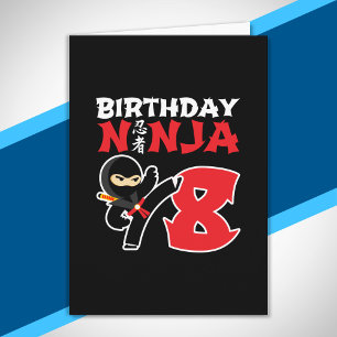 Cartão Festa de Aniversário Ninja para Crianças - Tema de