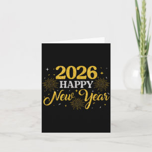 Cartão Festa de Ano Novo 2026 Fogos de Artifício Família 