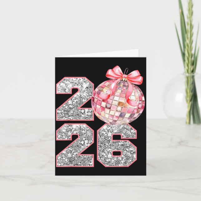 Cartão Festa de Ano Novo Coquette Feliz 2026 Família Mulh (Frente)