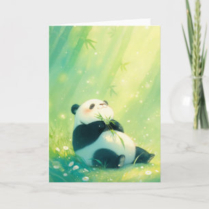 Cartão Festa de Bambu com um Panda Alegre