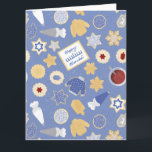 Cartão Festa de biscoitos de Chanucá<br><div class="desc">Eu amo os feriados e adoro um bom tema natalino para nos colocar no espírito das festas! Esse design inspirado em uma festa de cookies caprichosa certamente trará alegria para o seu feriado</div>