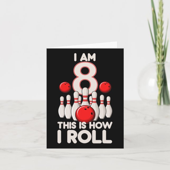 Cartão Festa de Boliches de 8 anos, 8 anos, aniversário é (Frente)