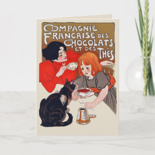 Cartão Festa de Chocolate Francês Arte Steinlen