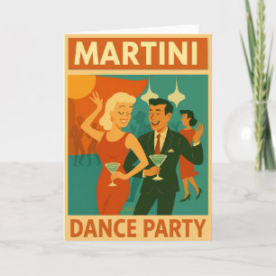 Cartão Festa de Dança Martini de Meados do Século