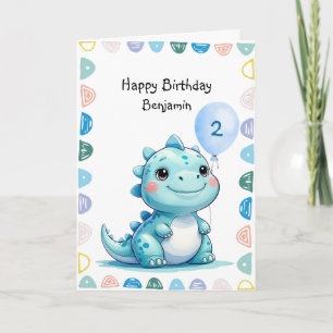 Cartão Festa de Feliz Aniversário do Bonito Raio Dinossau