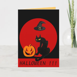 CARTÃO FESTA DE HALLOWEEN DO GATO PRETO