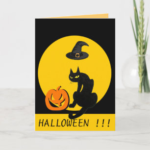 CARTÃO FESTA DE HALLOWEEN DO GATO PRETO