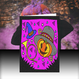 Cartão Festa de Halloween, Jack o'Lanterna e Bugle