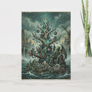 Cartão Festa de Natal Assustadora de Cthulhu