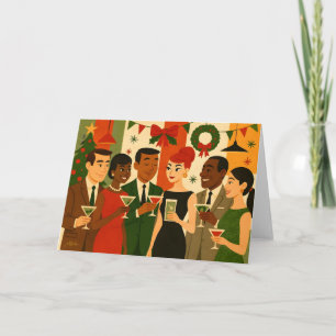 Cartão Festa de Natal de Escritório de Cocktail dos Anos