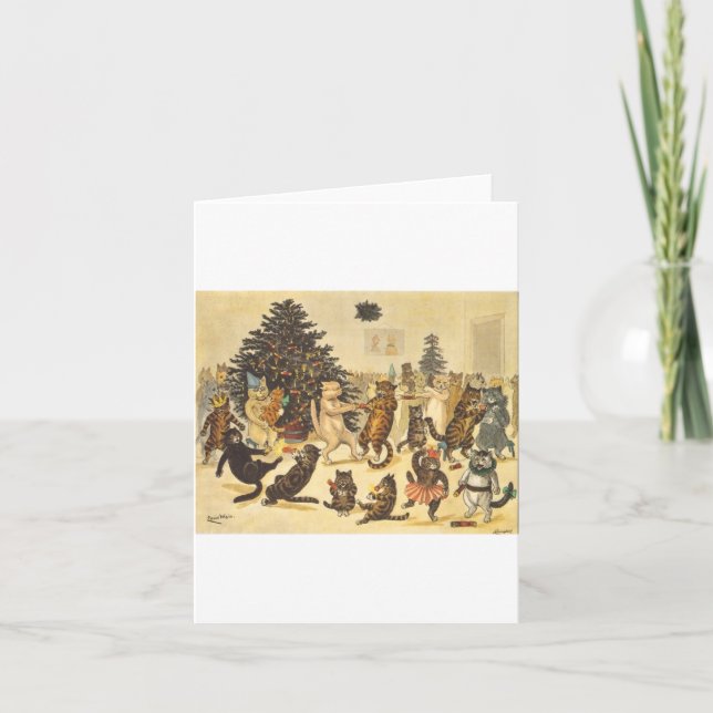 Cartão Festa de Natal de Louis Wain (Frente)