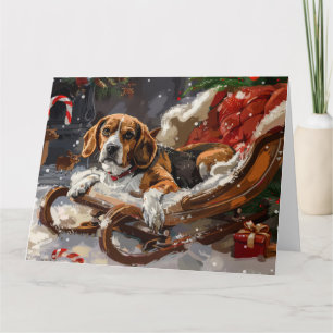 Cartão Festa de Natal do Cão Beagle