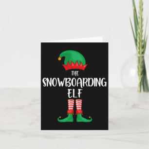 Cartão Festa de Natal do Elf do Snowboard - Família de Co