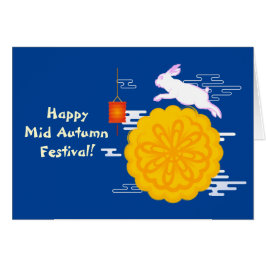 Cartão Festa de outono de médio Coelho da Lua Saltando