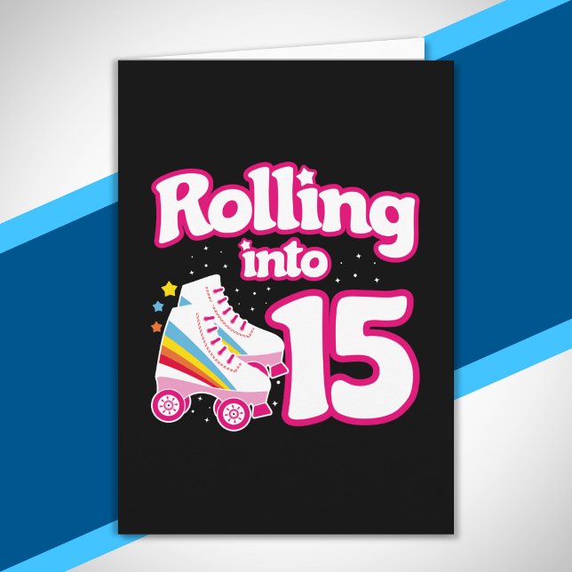 Cartão Festa de Patins - Festa de 15 Anos - Patinação sob (Criador carregado)