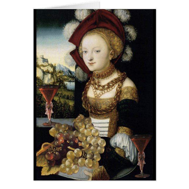 CARTÃO FESTA DE PROVANDO DE VINHOS ANTICOS DE UVAS (Frente)