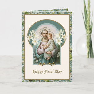 Cartão Festa de São José Jesus Floral Religioso Vintage C