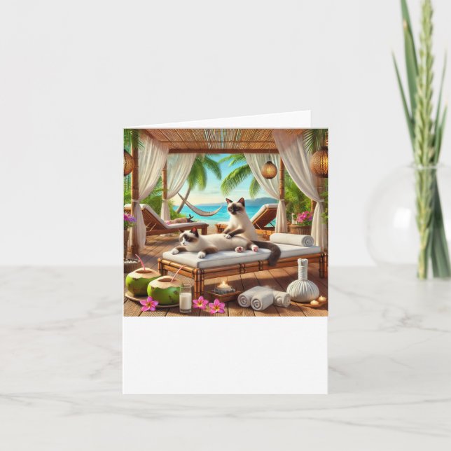 Cartão Festa de Spa para Alutadores de Gatos Siameses (Frente)