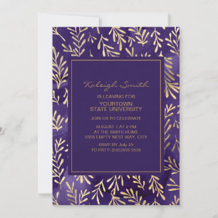 Cartão Festa de tronco Elegante de Na moda Roxo Dourado F