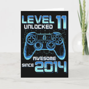 Cartão Festa de Video Game Nível 11 Desbloqueado Aniversá