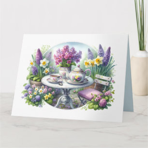 Cartão Festa do Chá Floral Vintage no Jardim Personalizáv