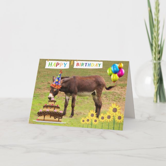 Cartão Festa Festiva Donkey Funny Birthday (Frente)