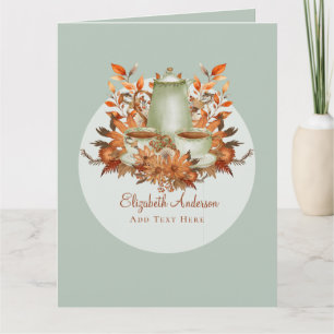 Cartão Festa Floral de Chá Boho Terracotta Sage QUALQUER