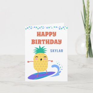 Cartão Festa na piscina do feliz aniversario do surfista