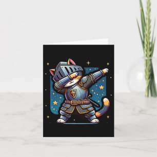 Cartão Festa Ren Medieval Cavaleiro Dabbing Gato Gatito E