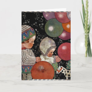 Cartão Festas de aniversário para crianças em vintage, ba