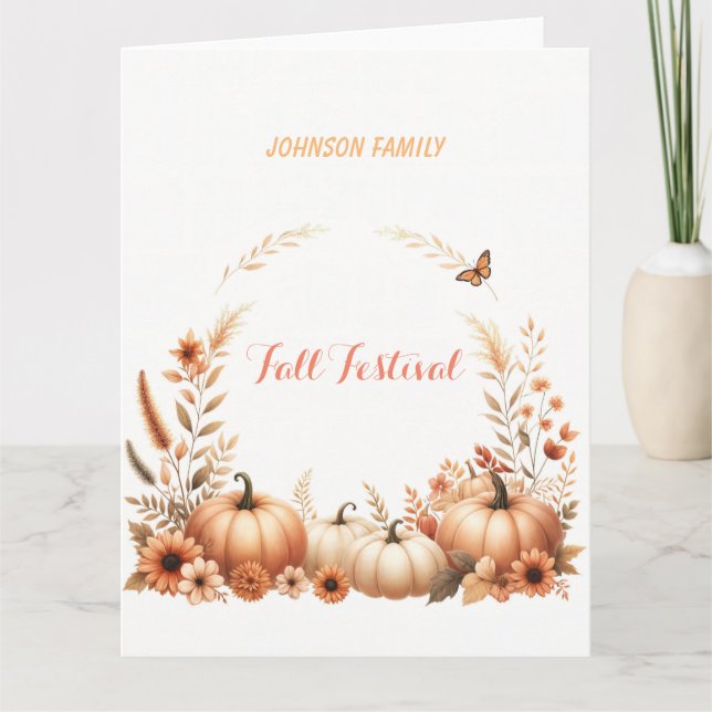 Cartão Festival de queda da ilustração de aquarela (Frente)